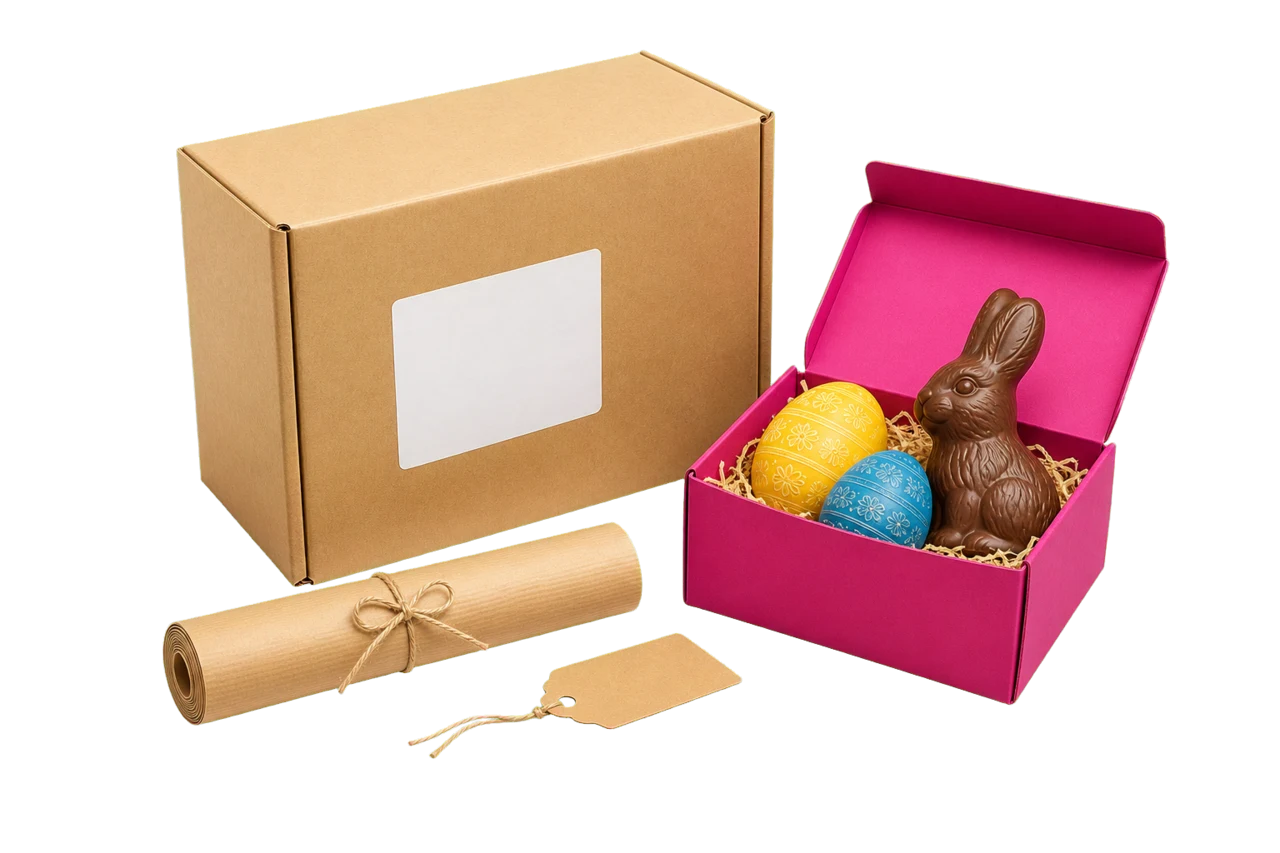 Versandkarton und versandfertige Osterbox